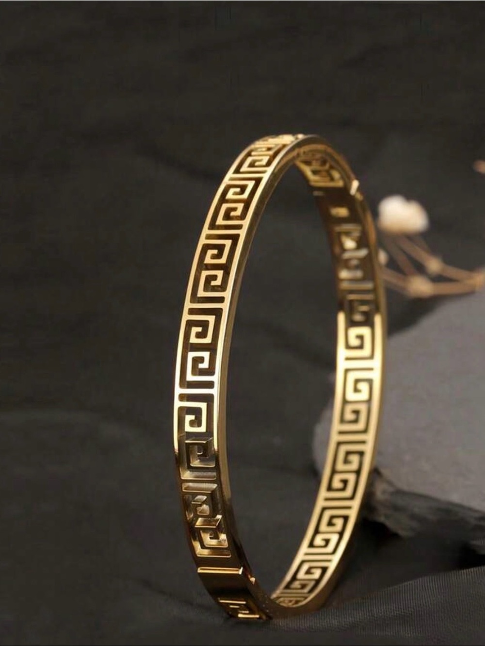 Gold Greek Key Bangle Bracelet - Women Jewelry